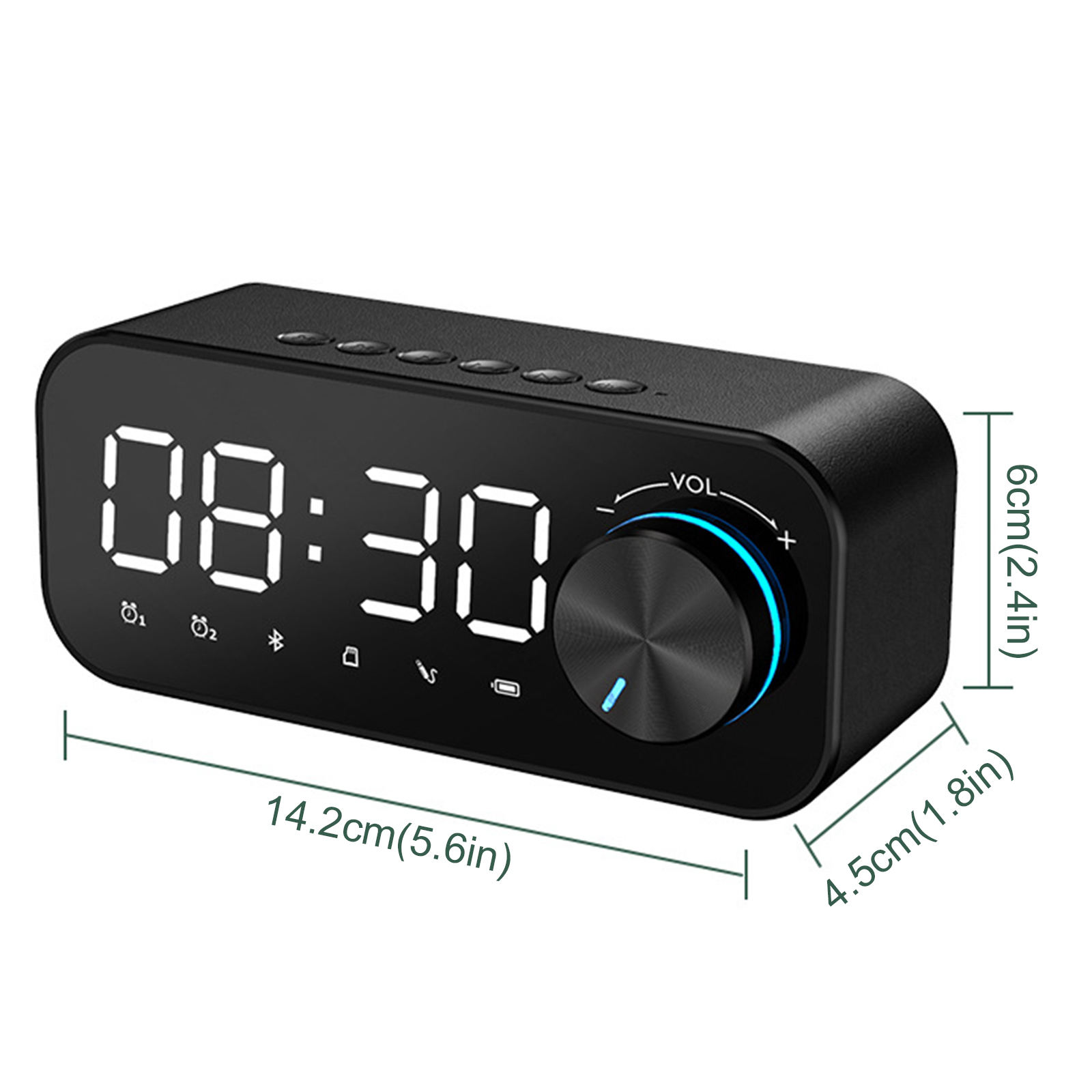 Bluetooth Ψηφιακό Ρολόι Ηχείο με Ξυπνητήρι, Στερεοφωνικό Ήχο, Νυχτερινό Φως & Πολλαπλή Αναπαραγωγή, Επιτραπέζιο - Andowl Q-YX126 Πετρόλ